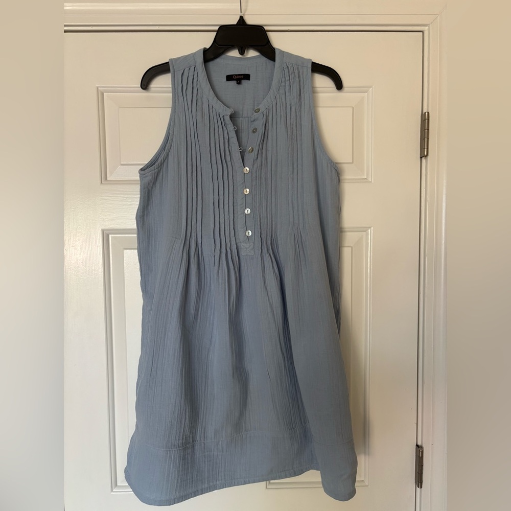 Quince 100% Organic Cotton Gauze Sleeveless Swing Dress